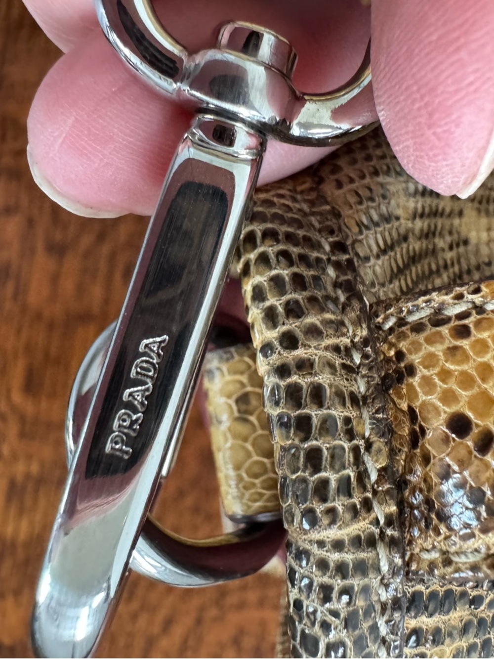 Prada Tessuto Ouverture Burgundy Nylon Lizard Leather Satchel/Shoulder Bag w/COA - Picture 6 of 12